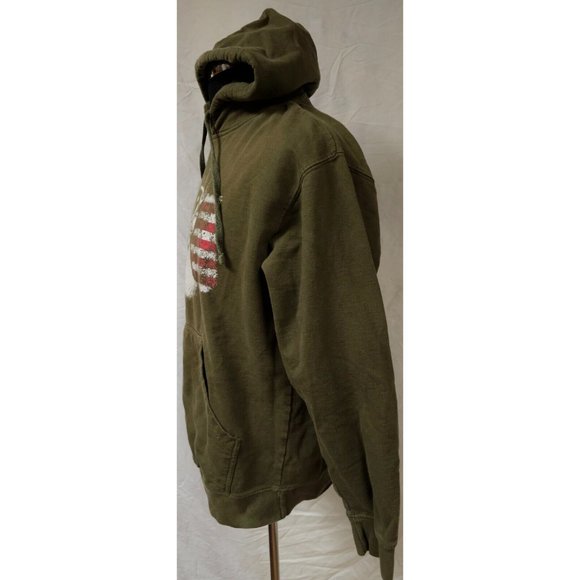 Rugged Legacy Mens Large Olive Green American Flag Buck Deer Heavyweight Hoodie - Picture 5 of 12